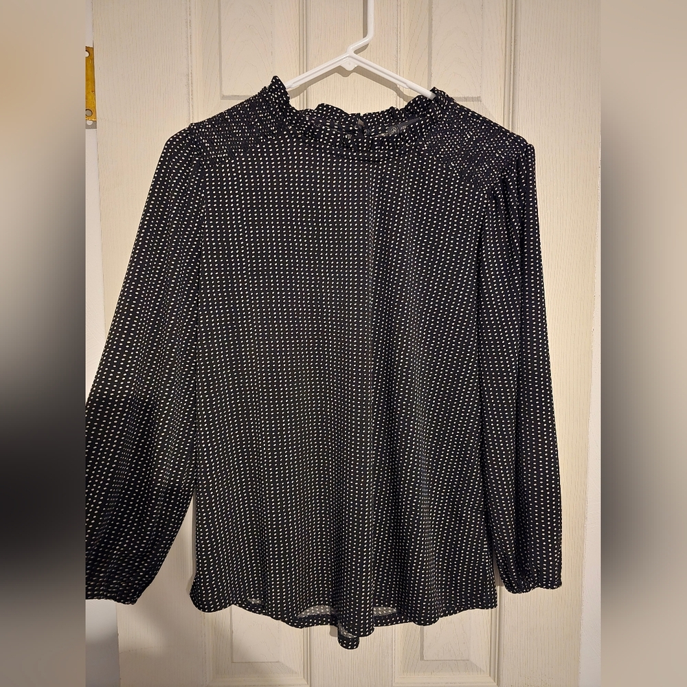 Adrianna Papell Black and White Polka Dot Blouse